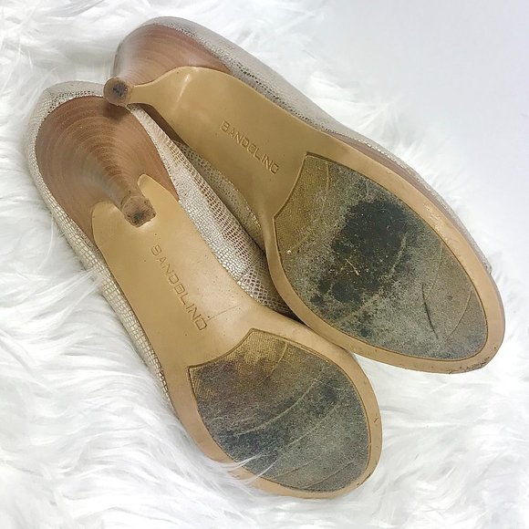 BANDOLINO Myhah Gold Metallic Peep Toe Heels, Sz 6 - Picture 8 of 8